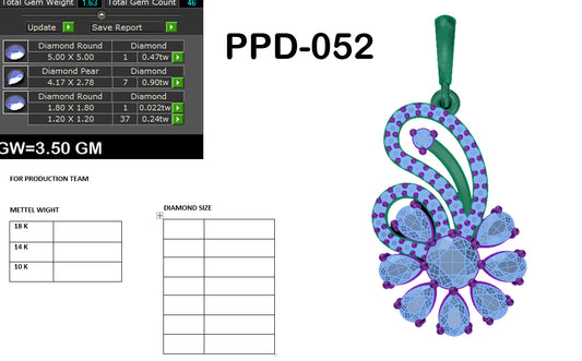 3D Jewelry Files Pendant Model 3DM PPD-052-DIA