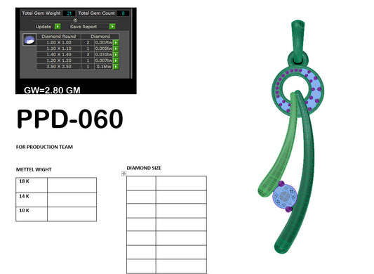 3D Jewelry Files Pendant Model 3DM PPD-060-DIA