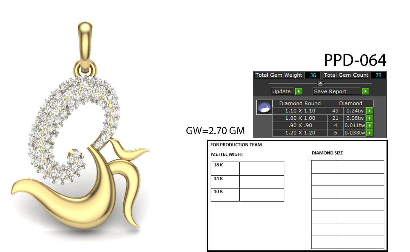 3D Jewelry Files Pendant Model 3DM PPD-064 DIA