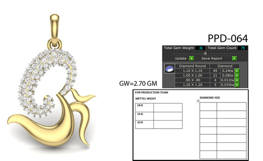 3D Jewelry Files Pendant Model 3DM PPD-064 DIA