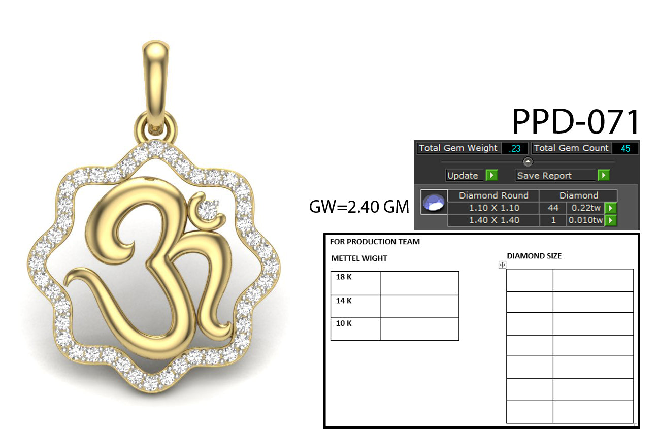 3D Jewelry Files Pendant Model 3DM PPD-071-DIA