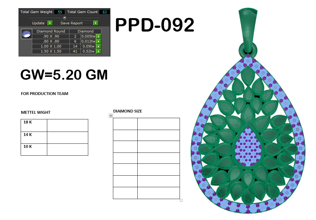 3D Jewelry Files Pendant Model 3DM PPD-092 DIA