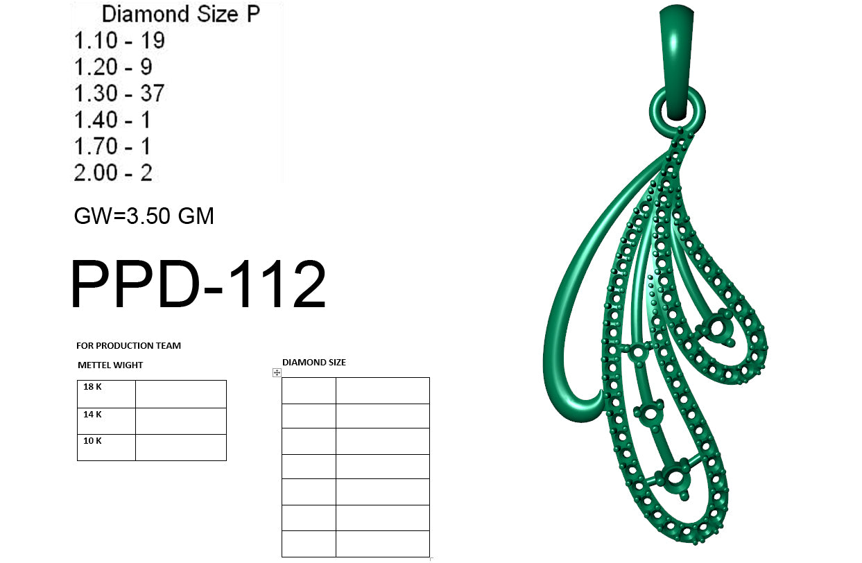 3D Jewelry Files Pendant Model 3DM PPD-112 DIA