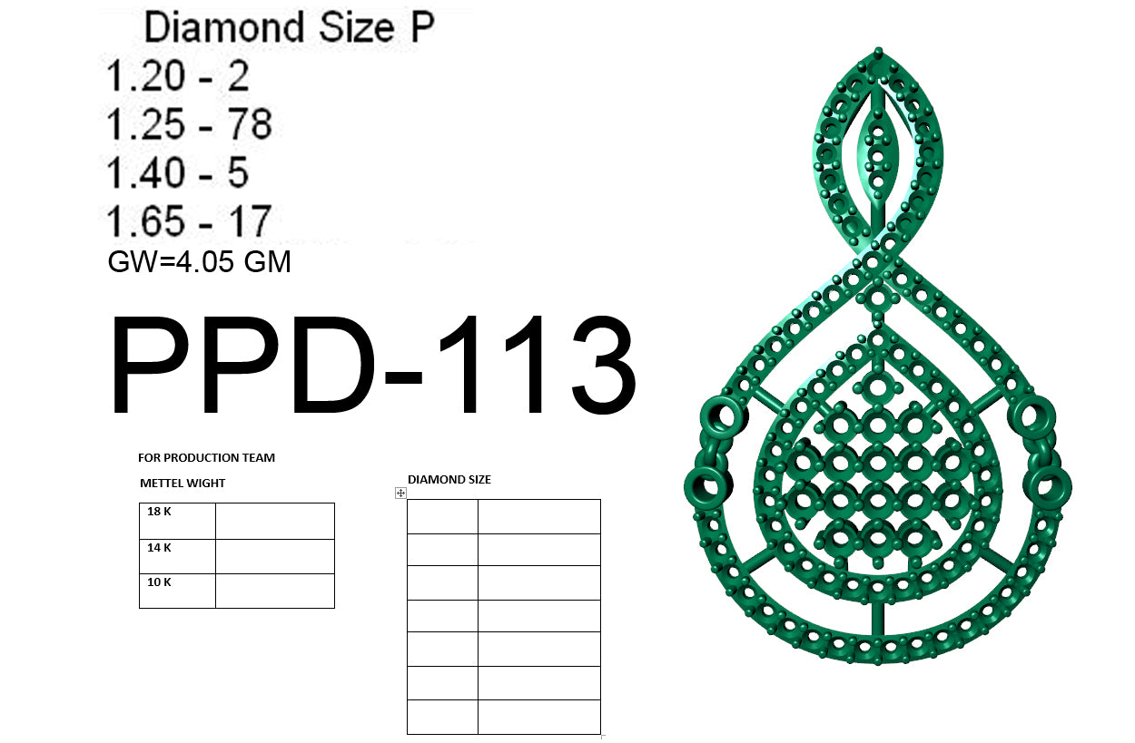 3D Jewelry Files Pendant Model 3DM PPD-113 DIA