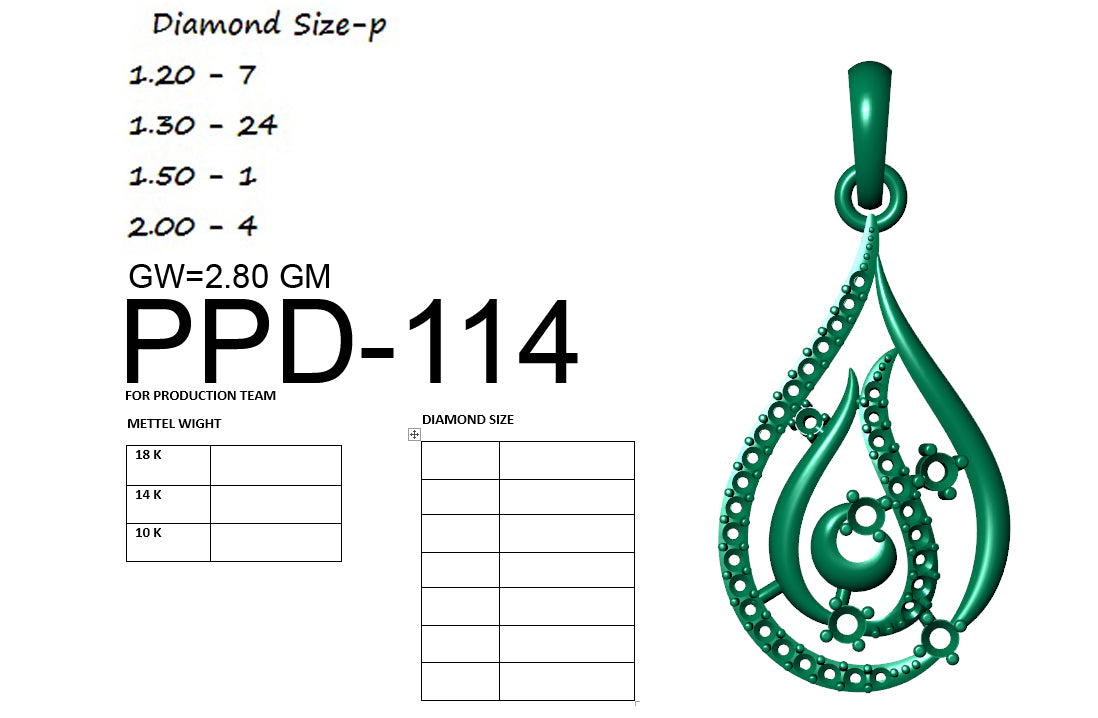 3D Jewelry Files Pendant Model 3DM PPD-114 DIA