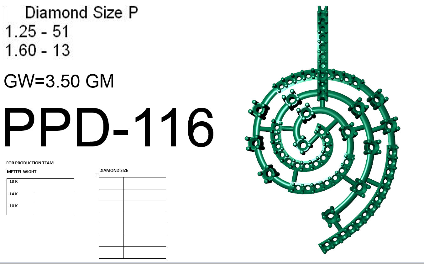 3D Jewelry Files Pendant Model 3DM PPD-116 DIA