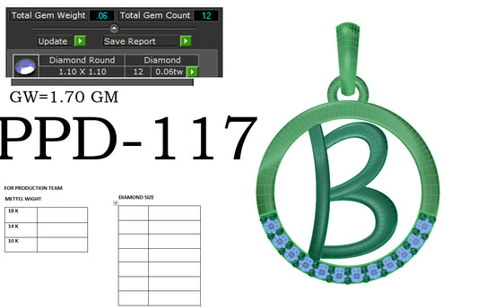 3D Jewelry Files Pendant Model 3DM PPD-117-DIA