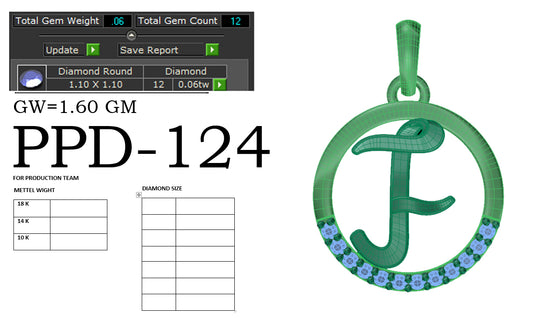 3D Jewelry Files Pendant Model 3DM PPD-124-DIA
