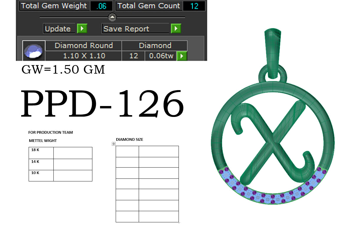 3D Jewelry Files Pendant Model 3DM PPD-126 DIA