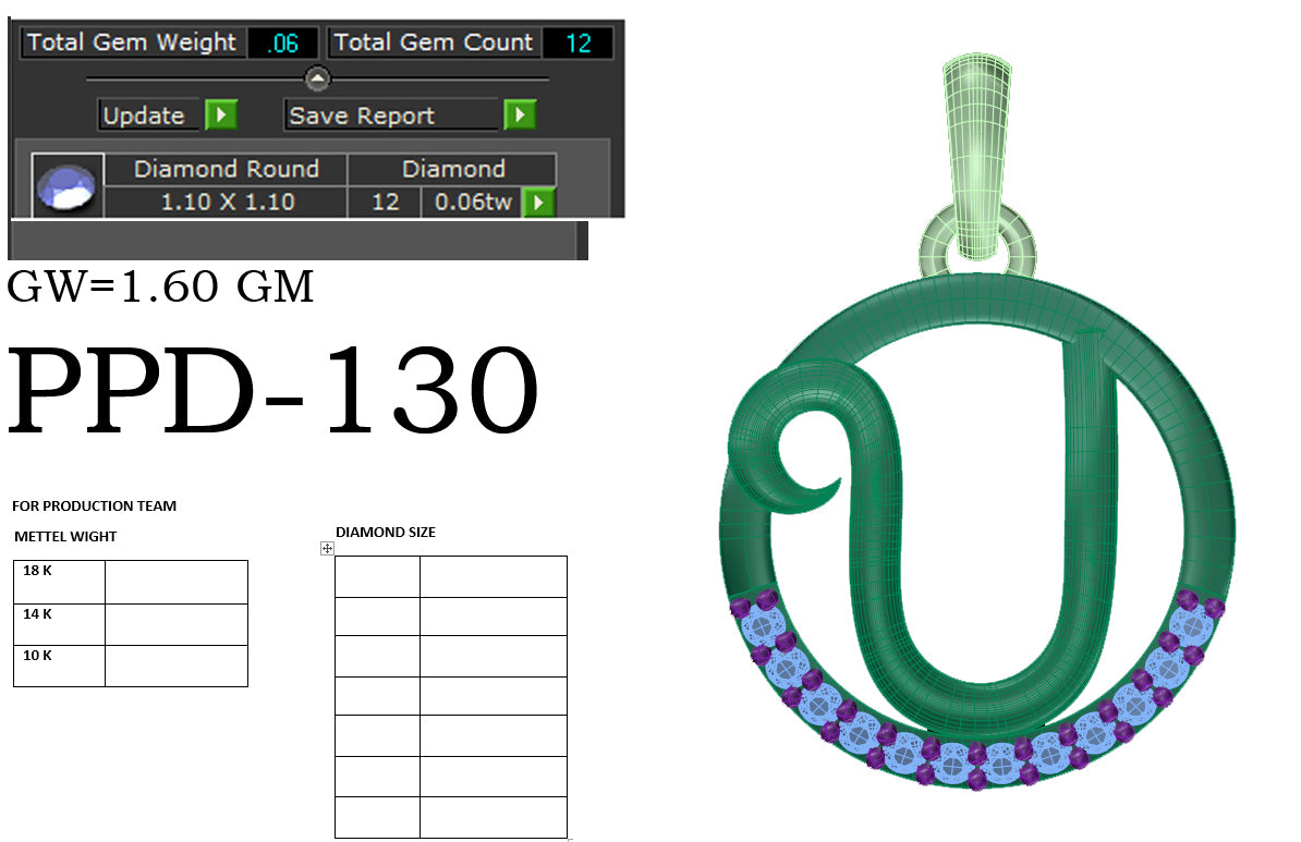 3D Jewelry Files Pendant Model 3DM PPD-130 DIA