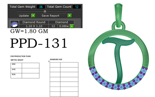 3D Jewelry Files Pendant Model 3DM PPD-131-DIA