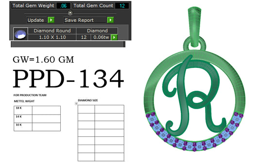 3D Jewelry Files Pendant Model 3DM PPD-134-DIA