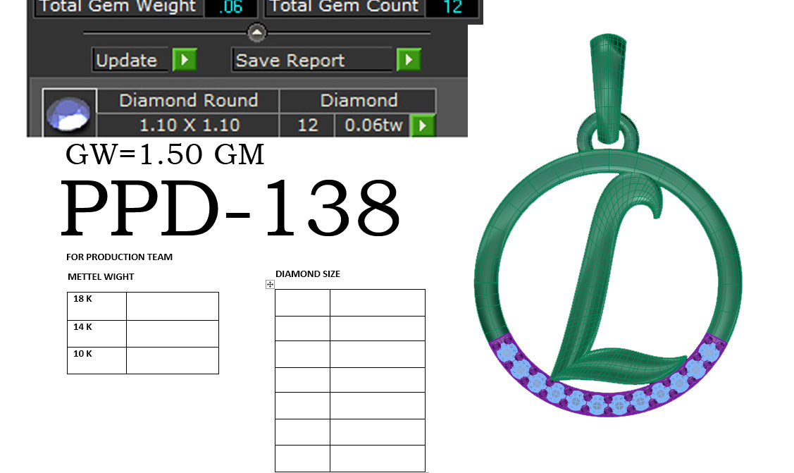 3D Jewelry Files Pendant Model 3DM PPD-138 DIA