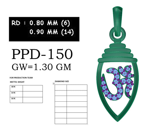 3D Jewelry Files Pendant Model 3DM PPD-150-DIA
