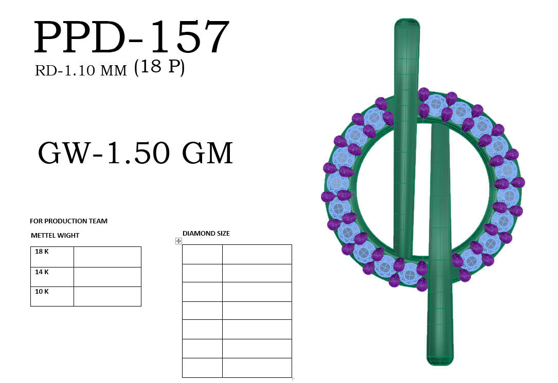 3D Jewelry Files Pendant Model 3DM PPD-157-DIA