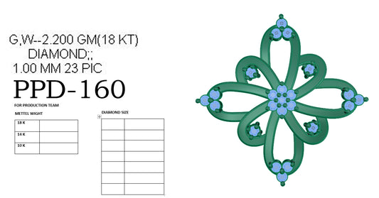 3D Jewelry Files Pendant Model 3DM PPD-160-DIA