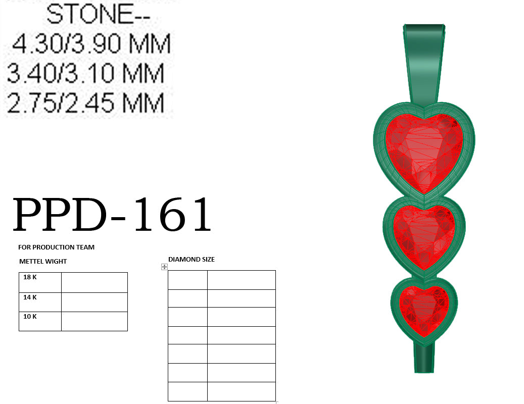 3D Jewelry Files Pendant Model 3DM PPD-161-DIA