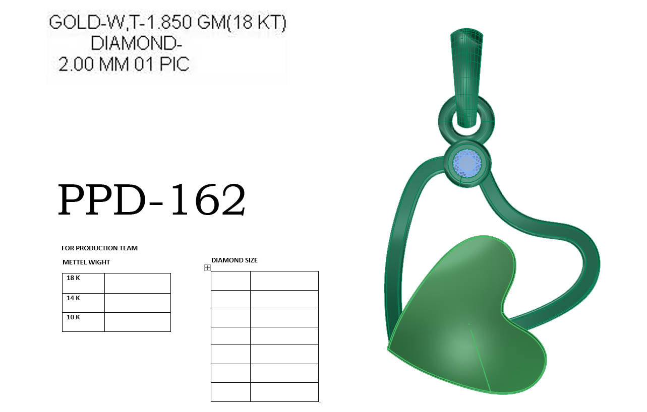 3D Jewelry Files Pendant Model 3DM PPD-162-DIA