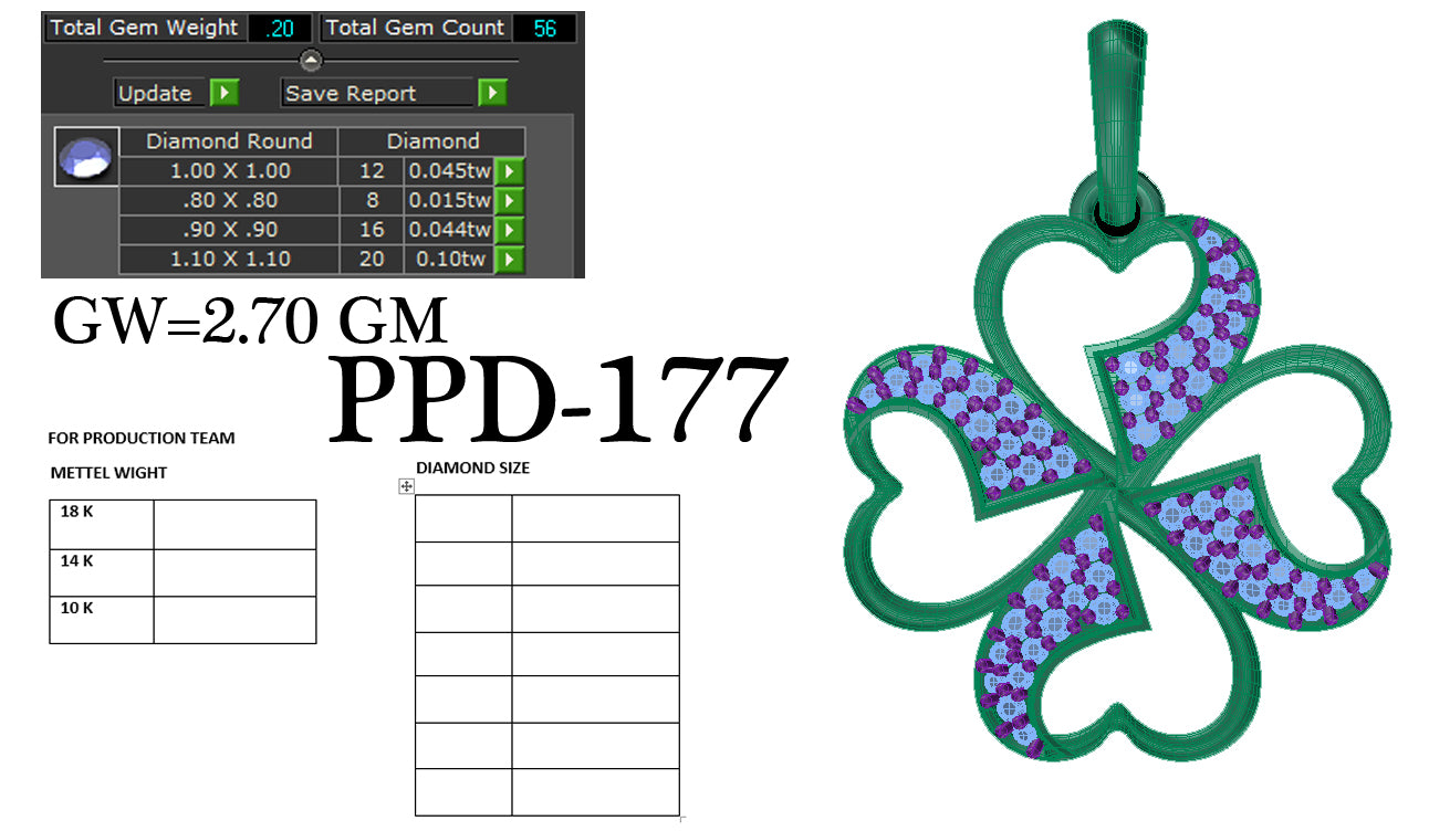 3D Jewelry Files Pendant Model 3DM PPD-177 DIA