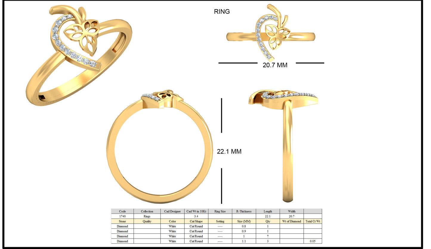 3D Jewelry Files Ring Model 3DM STL P-1740R