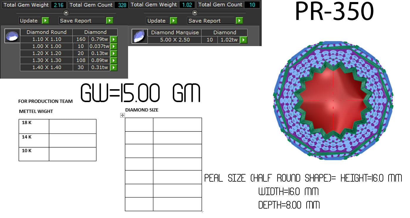 3D Jewelry Files Ring Model 3DM STL PR-350-DIA