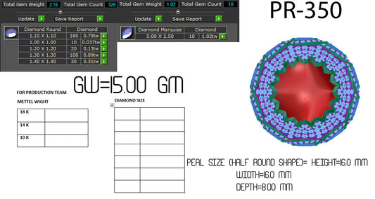 3D Jewelry Files Ring Model 3DM STL PR-350-DIA