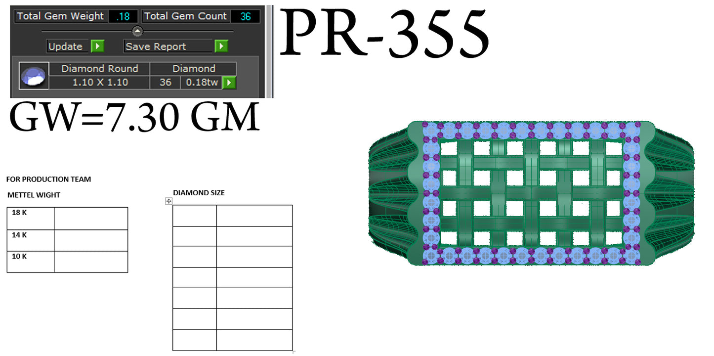 3D Jewelry Files Ring Model 3DM STL PR-355 DIA