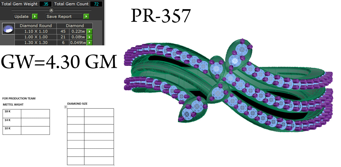 3D Jewelry Files Ring Model 3DM STL PR-357 DIA