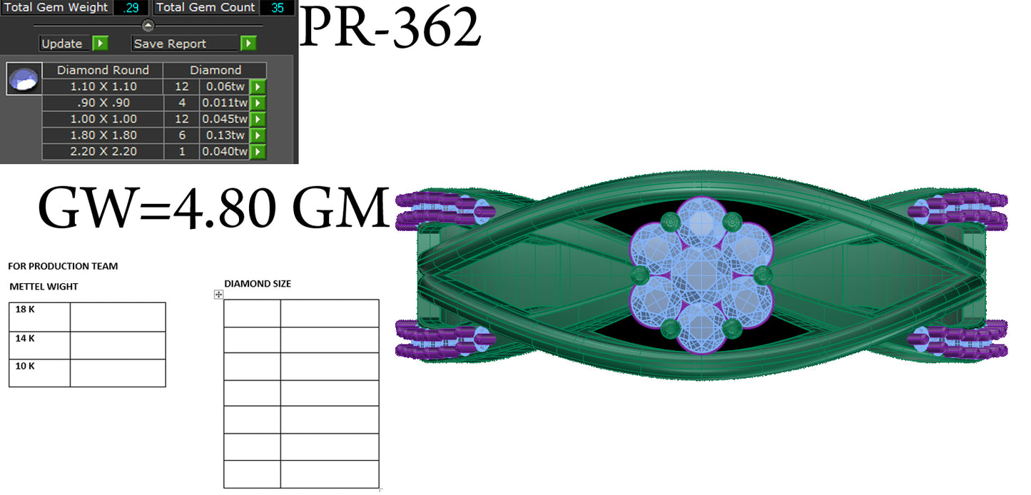 3D Jewelry Files Ring Model 3DM STL PR-362 DIA