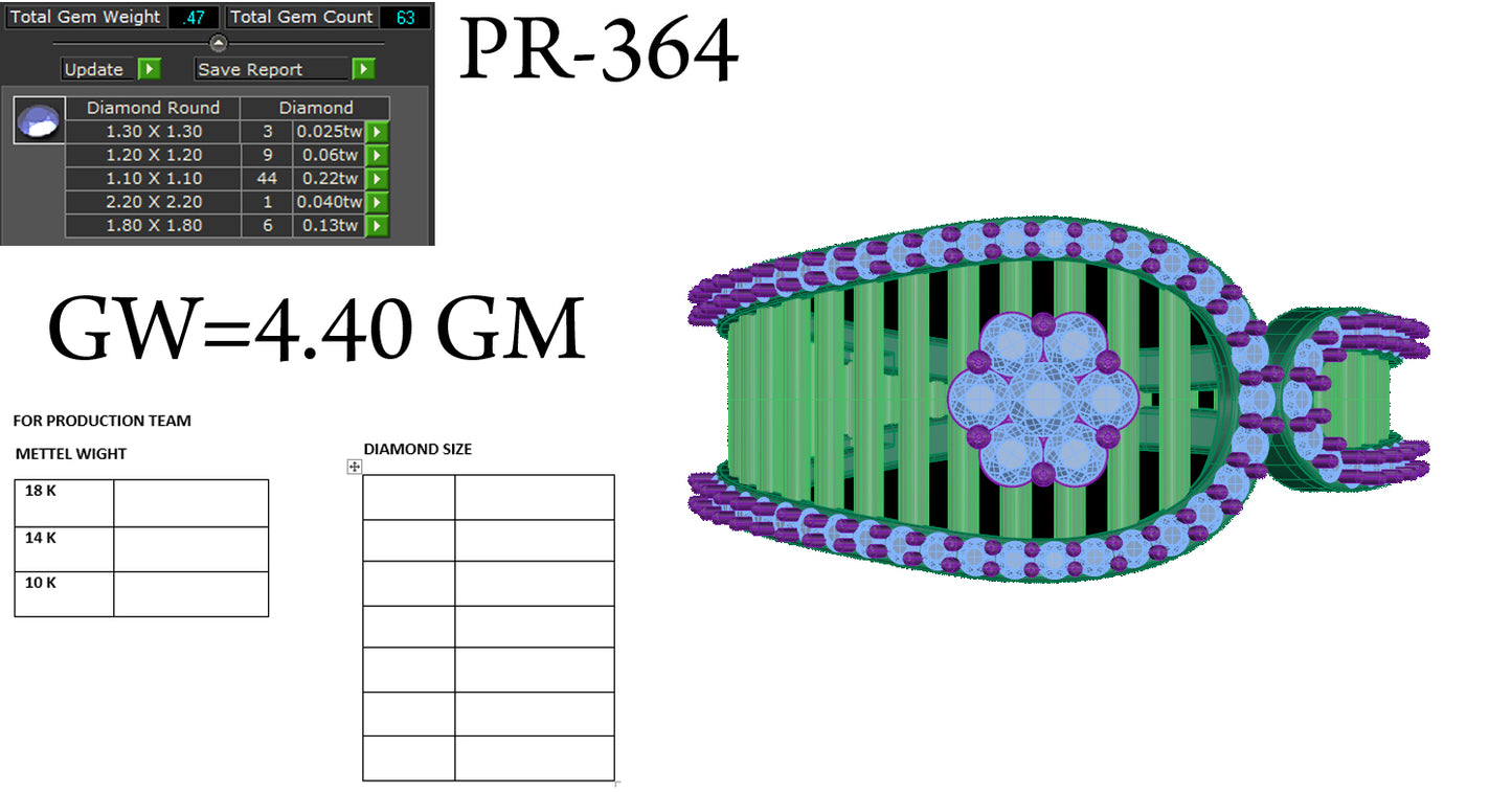 3D Jewelry Files Ring Model 3DM STL PR-364 DIA