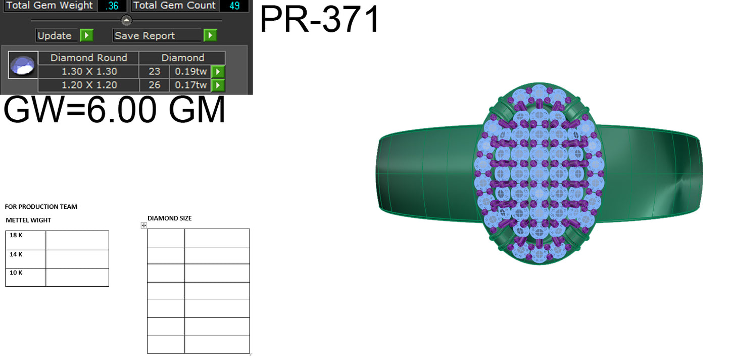 3D Jewelry Files Ring Model 3DM STL PR-371 DIA