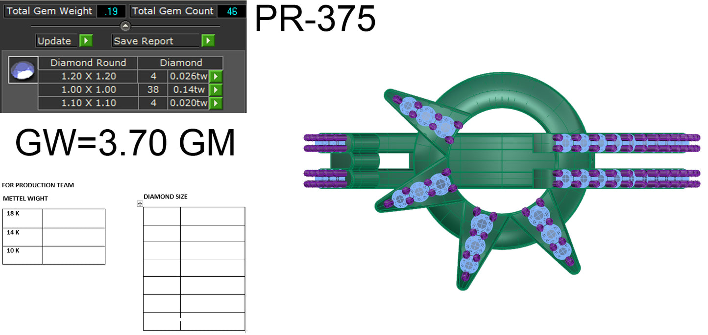 3D Jewelry Files Ring Model 3DM STL PR-375 DIA