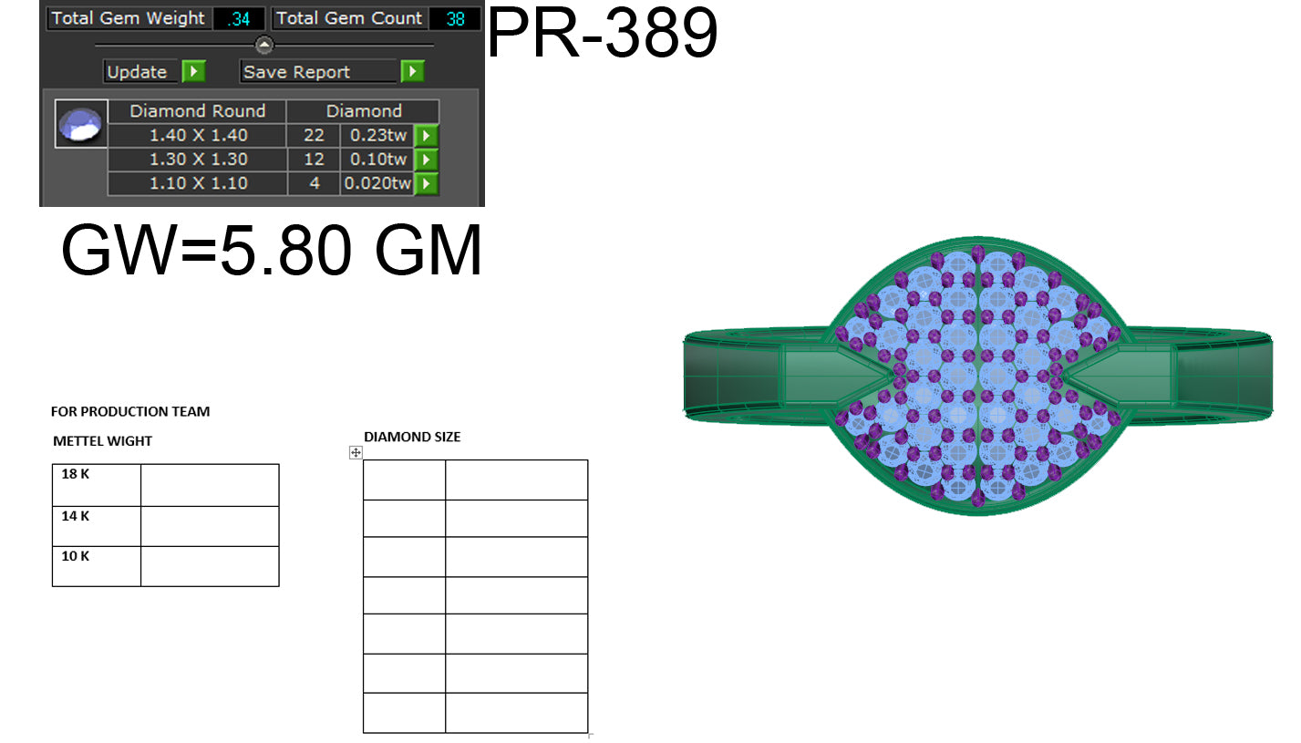 3D Jewelry Files Ring Model 3DM STL PR-389 DIA