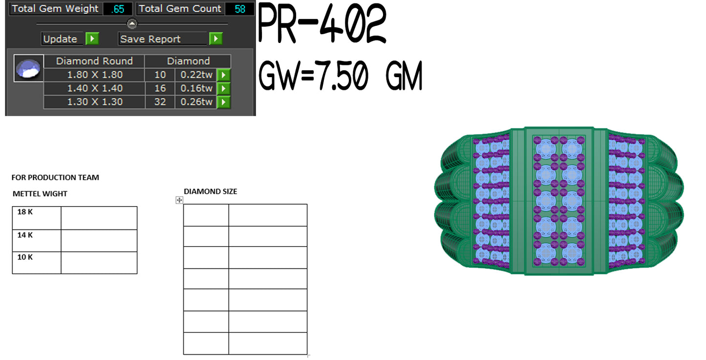 3D Jewelry Files Ring Model 3DM STL PR-402-DIA