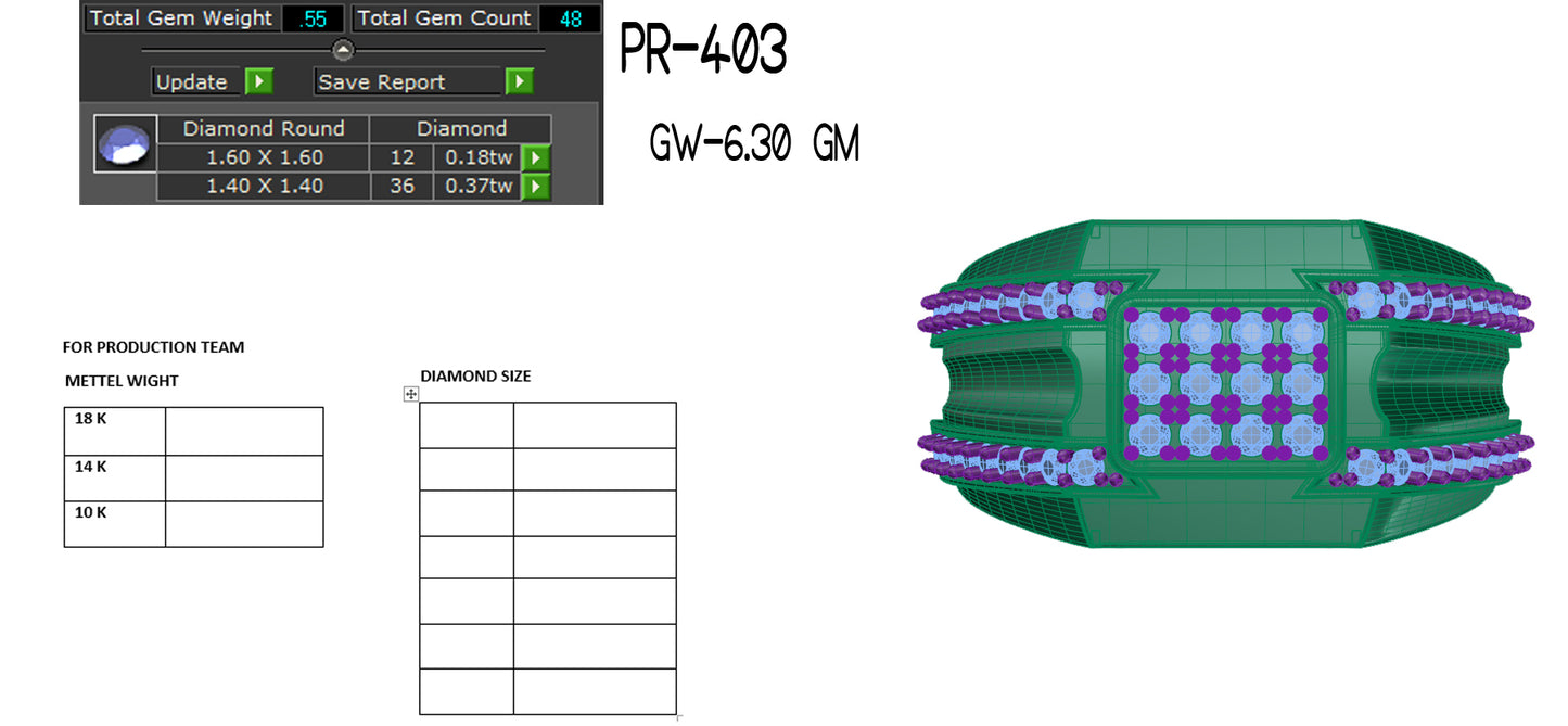 3D Jewelry Files Ring Model 3DM STL PR-403-DIA-A