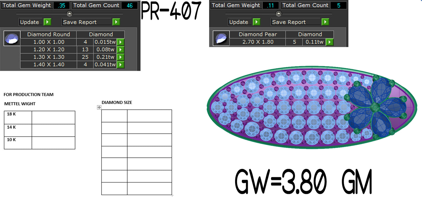 3D Jewelry Files Ring Model 3DM STL PR-407-DIA