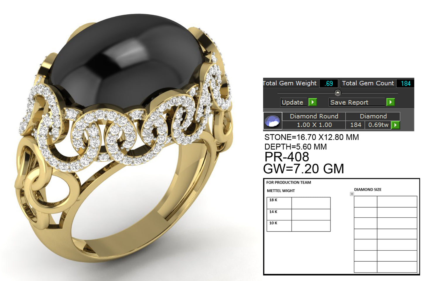 3D Jewelry Files Ring Model 3DM STL PR-408-DIA