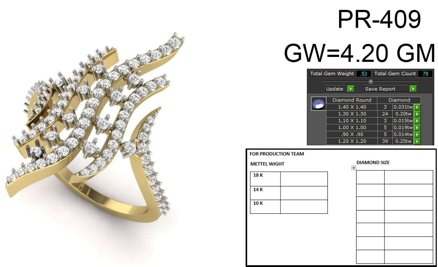 3D Jewelry Files Ring Model 3DM STL PR-409 DIA