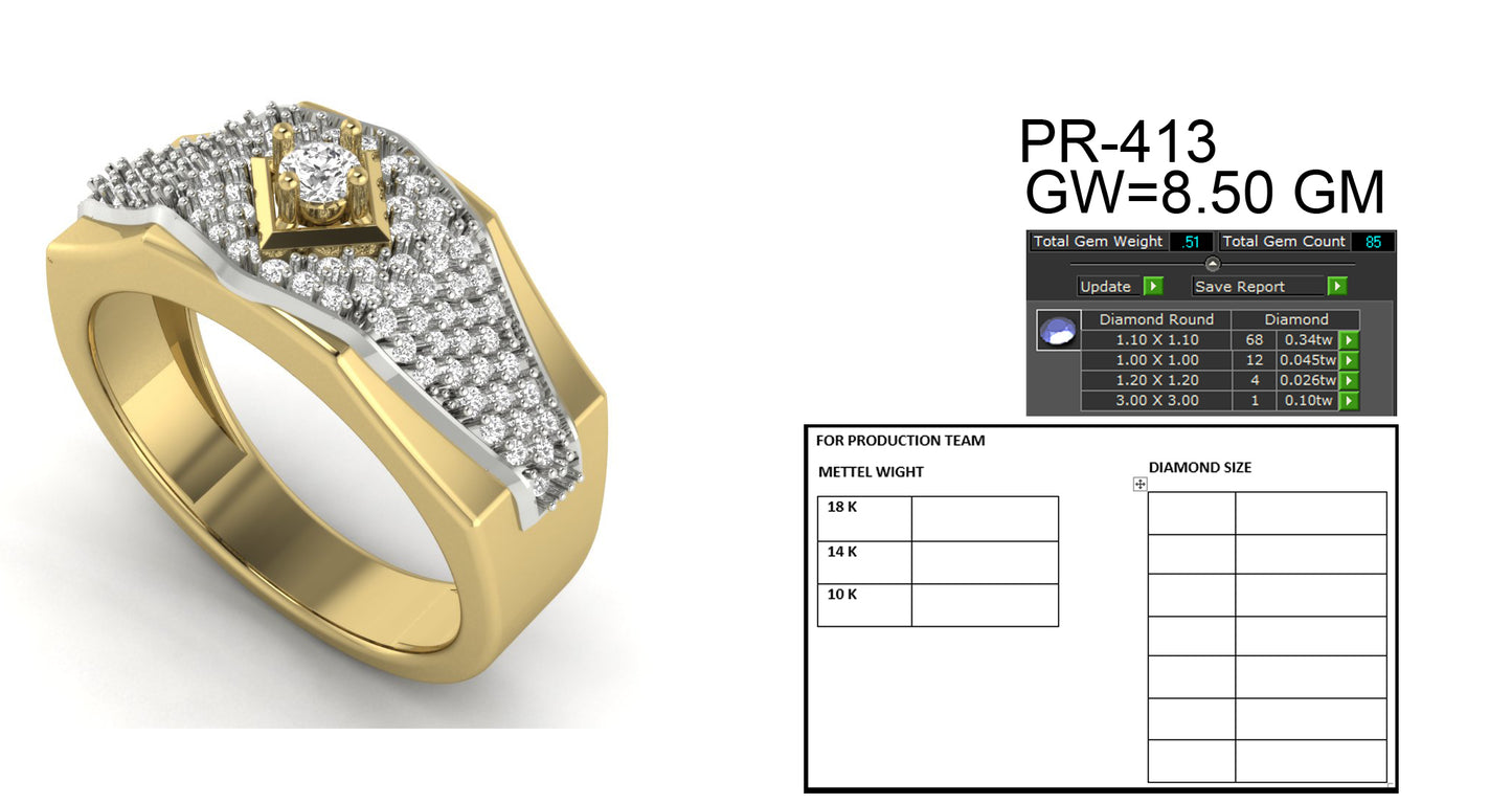 3D Jewelry Files Ring Model 3DM STL PR-413 DIA