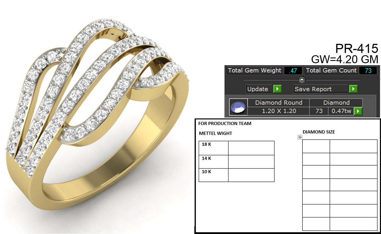 3D Jewelry Files Ring Model 3DM STL PR-415-DIA