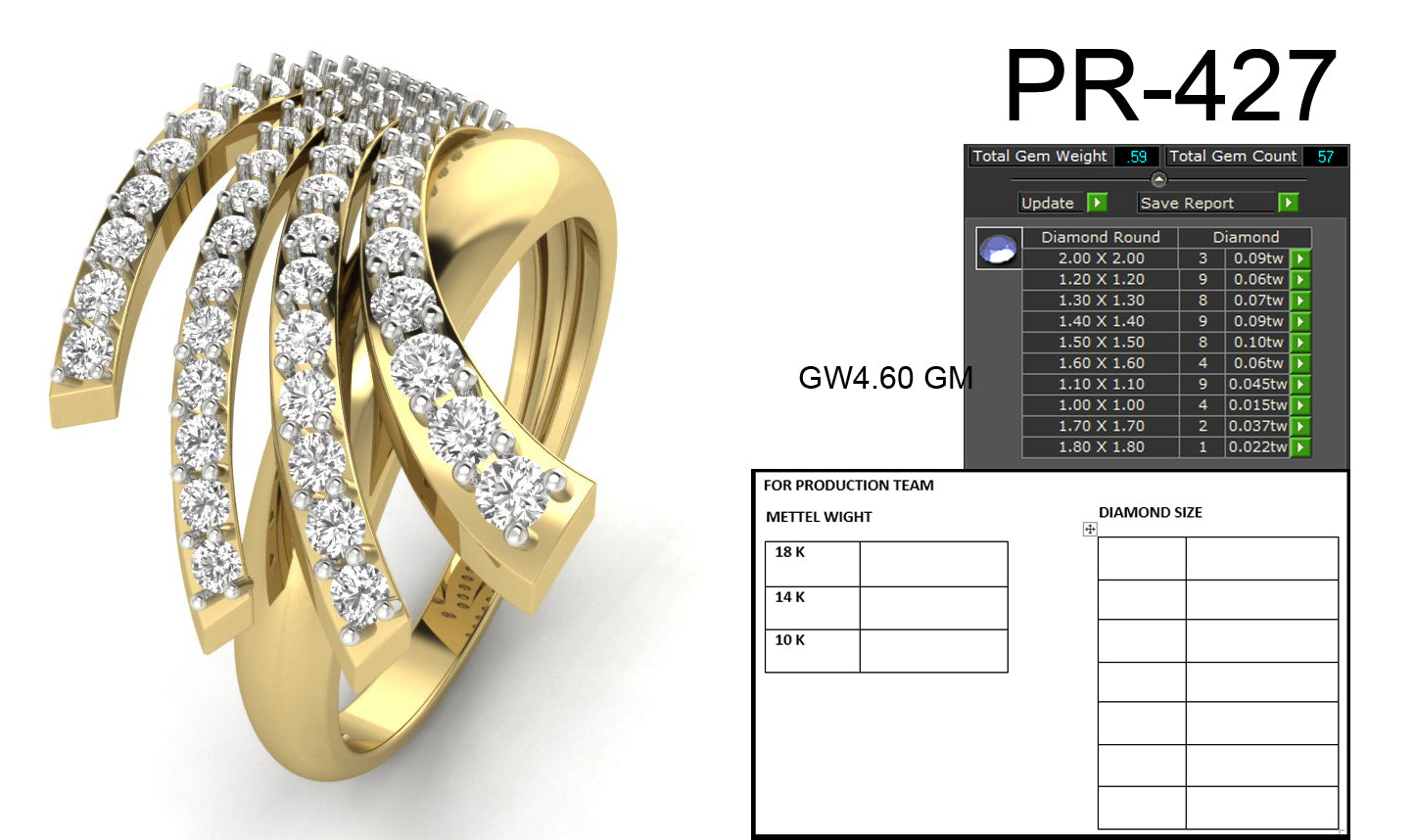 3D Jewelry Files Ring Model 3DM STL PR-427-DIA