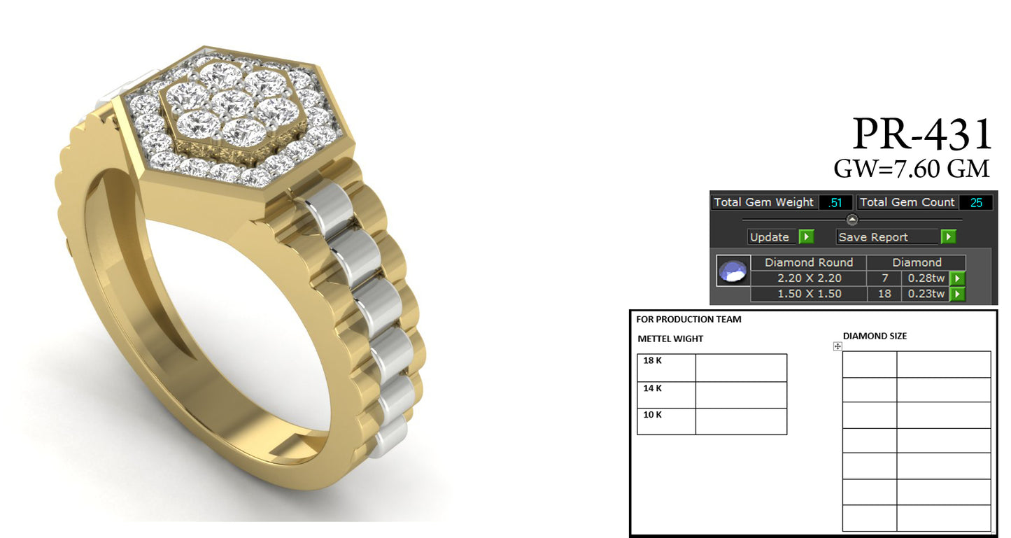 3D Jewelry Files Ring Model 3DM STL PR-431-DIA