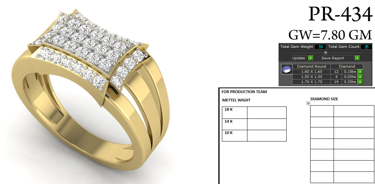 3D Jewelry Files Ring Model 3DM STL PR-434-DIA