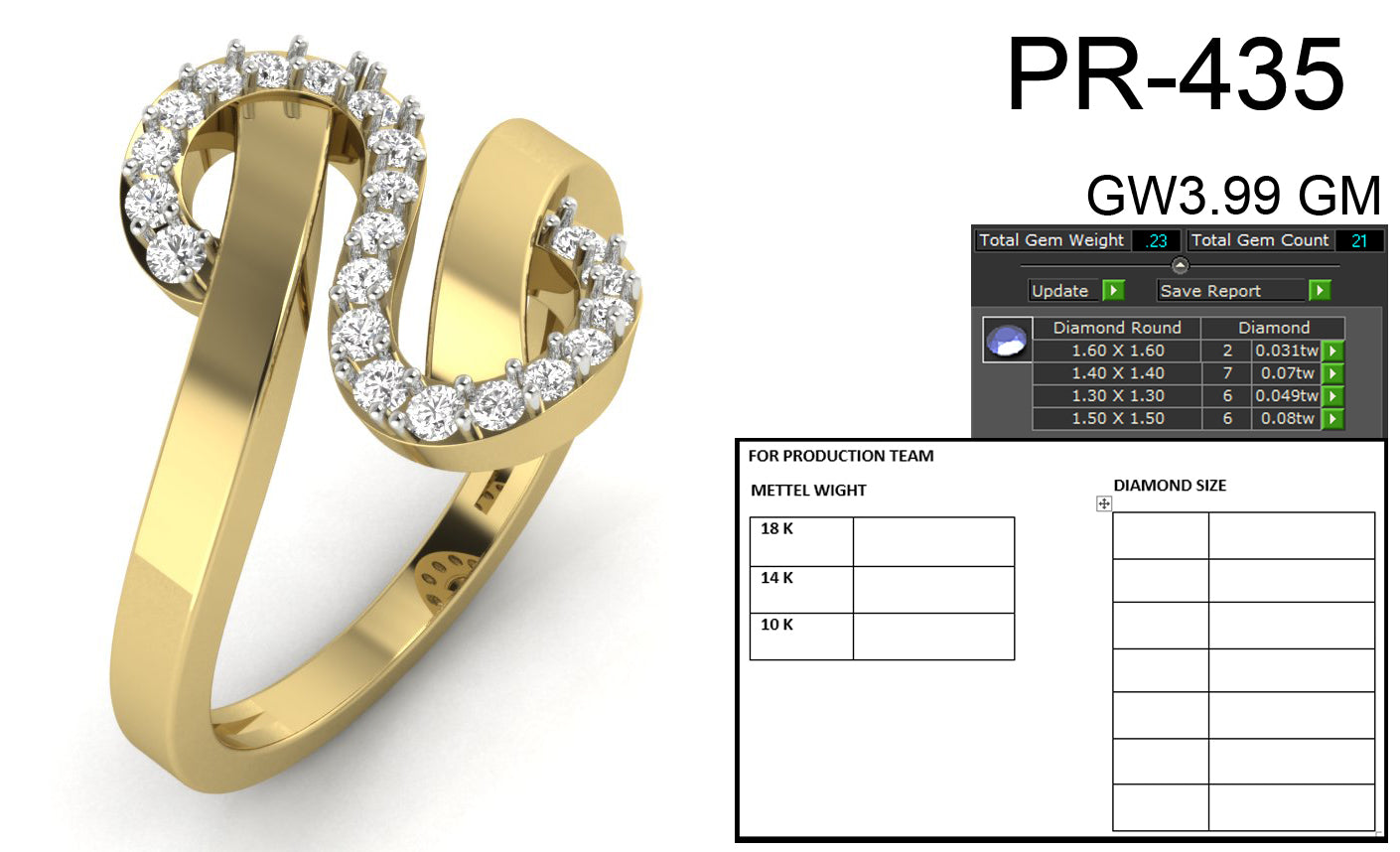 3D Jewelry Files Ring Model 3DM STL PR-435-DIA