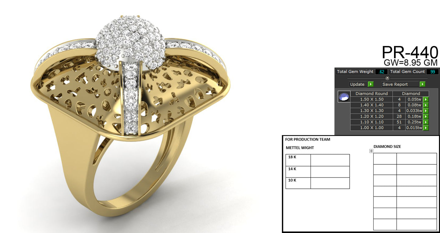 3D Jewelry Files Ring Model 3DM STL PR-440-DIA