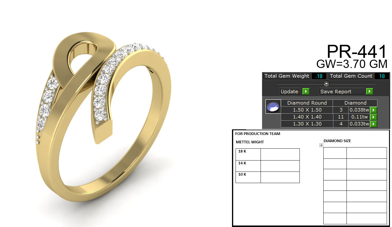 3D Jewelry Files Ring Model 3DM STL PR-441-DIA