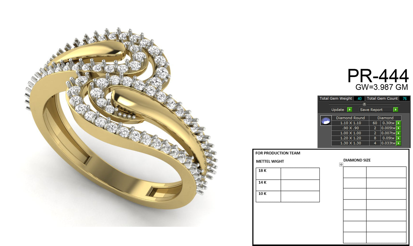 3D Jewelry Files Ring Model 3DM STL PR-444-DIA