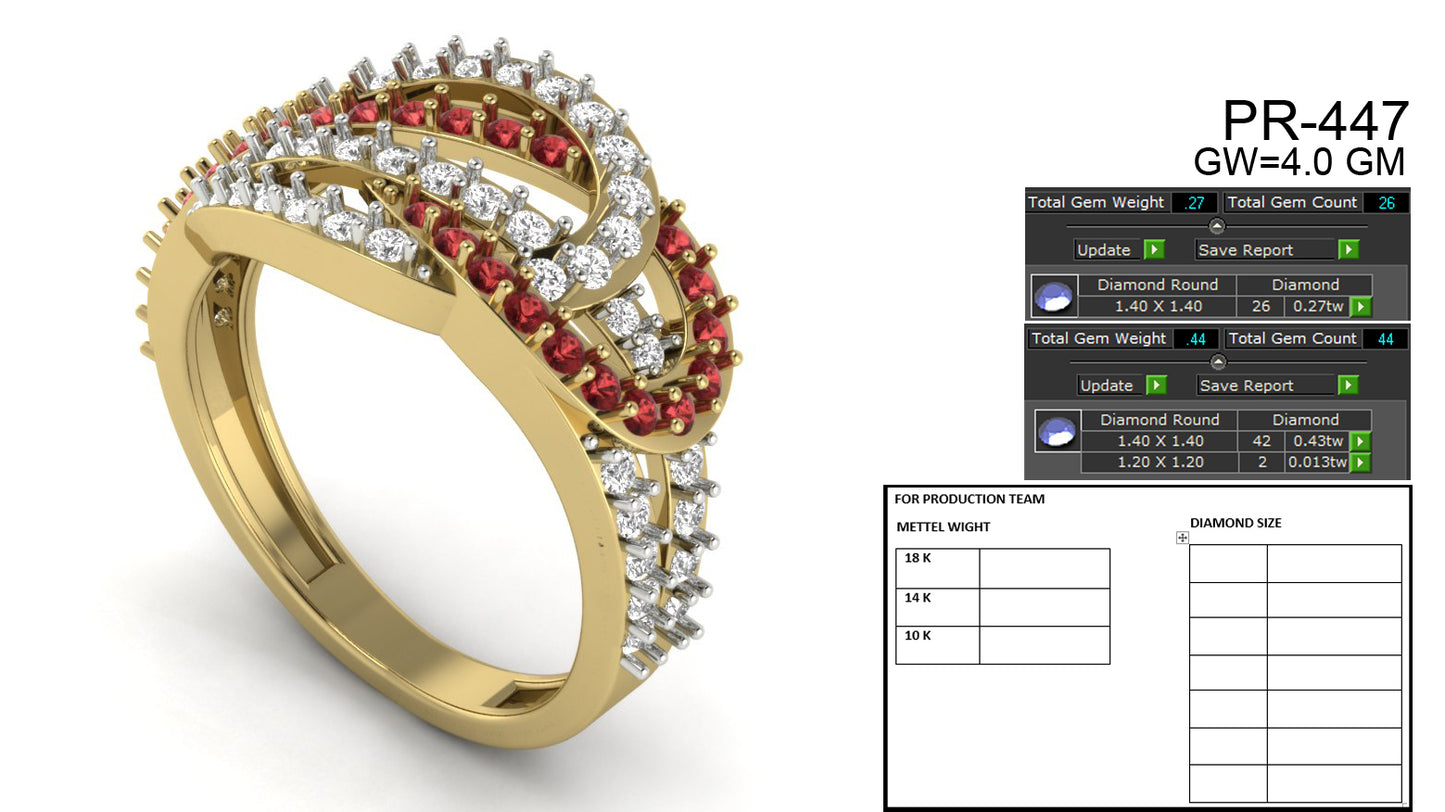 3D Jewelry Files Ring Model 3DM STL PR-447-DIA