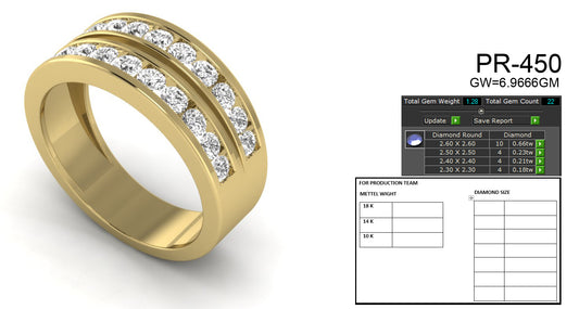 3D Jewelry Files Ring Model 3DM STL PR-450-DIA