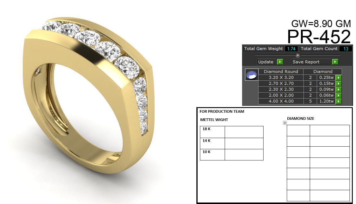 3D Jewelry Files Ring Model 3DM STL PR-452-DIA